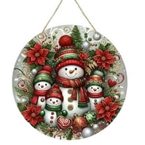 DefiDgd Christmas Door Signs Hanging Decoration,Snowman Wreath Christmas Holiday Wall Hanging Indoor Outdoor Decorations,Window,Garden,HomeWall, Xmas Tree Decor