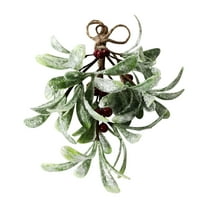 DefiDgd Christmas Faux Mistletoe with Berries Hanging Decor,Frosted Green Leaves Home Decoration for Holiday Christmas Winter Weddings and Party Decor(Red)