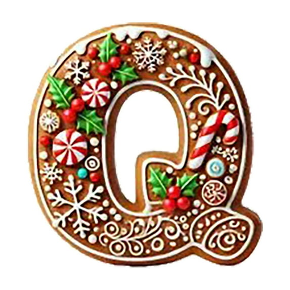 DefiDgd Christmas Gingerbread Candy Letter Ornaments,Personalized DIY 26 Letter Xmas Mini Christmas Pendant Ornament,Hanging Ornament for Holiday Stuffers Gift Wrap Car Table Decor(Q)