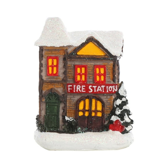 DefiDgd Christmas House Statue Snow Scene Resin Village with Light Table Decoration,Xmas Table Top Holiday Decoration Light Up Glitter Tabletop Figurine for Home Holiday Party Decoration(D)