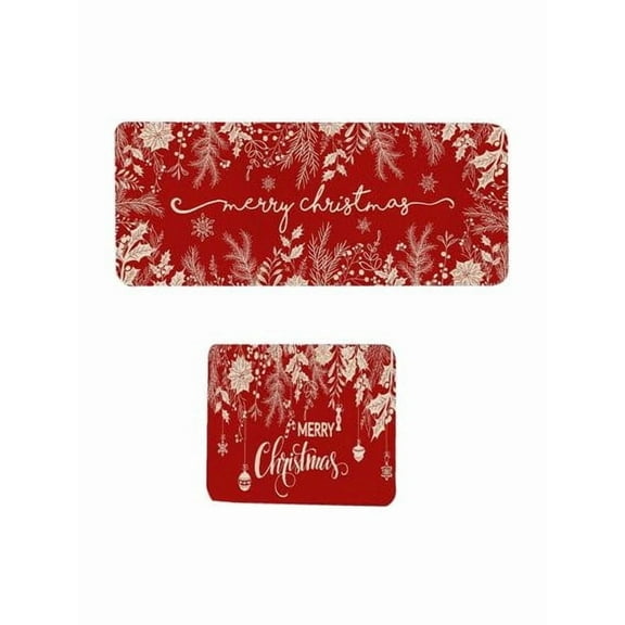 DefiDgd Christmas Kitchen Rugs Kitchen Mat,Farmhouse Red Christmas Waterproof Kitchen Floor Mat Decor,Cushioned Comfort Standing Mat,Christmas Decorations for Home Kitchen