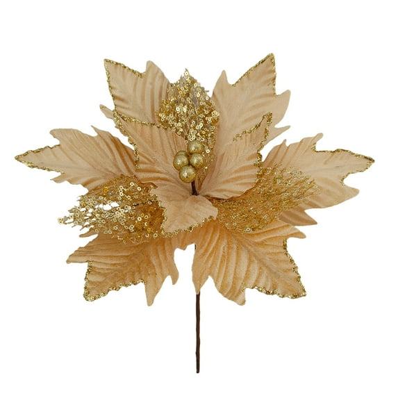 DefiDgd Christmas Large Flower Decoration,Faux Flowers for Xmas Tree Decor Wreath Ornaments for Home Party and Holiday Celebrations(Gold)