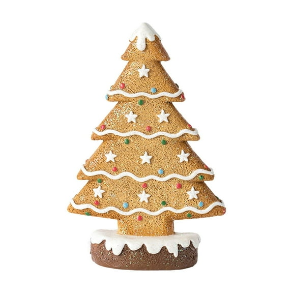 DefiDgd Christmas Mini Trees Resin Statue Desk Decor,Xmas Trees Ornament for Home Garden Decor Village Table Centerpiece Accessories Display Tabletop Decorative(Yellow)