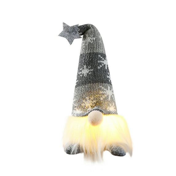 DefiDgd Christmas Plush Gnomes Doll with Light,Battery Operated Xmas Winter Decorations Handmade Figurines for Xmas Gifts Table Ornaments Dinner Party Supplies(Gray)