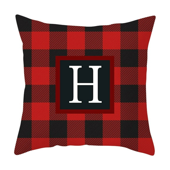 DefiDgd Christmas Red Plaid Pattern Pillow Covers Home Decoration,33Letters Xmas Throw Pillow Cases Red Cushion Cover for Home Bedroom Couch Sofa Christmas Decorations(H)