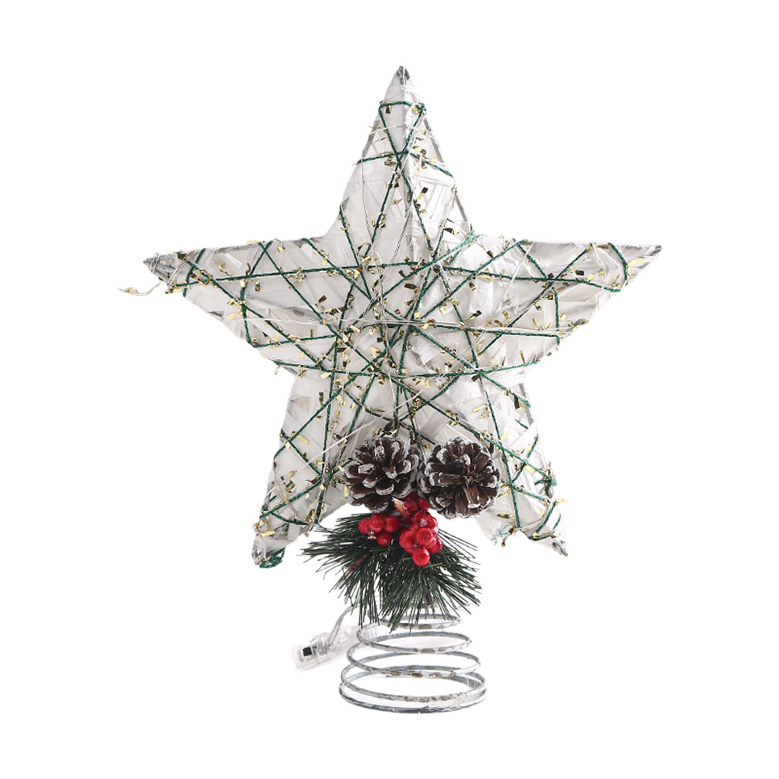 DefiDgd Christmas Star Light Tree Topper Decoration,Glittered Tree Top ...