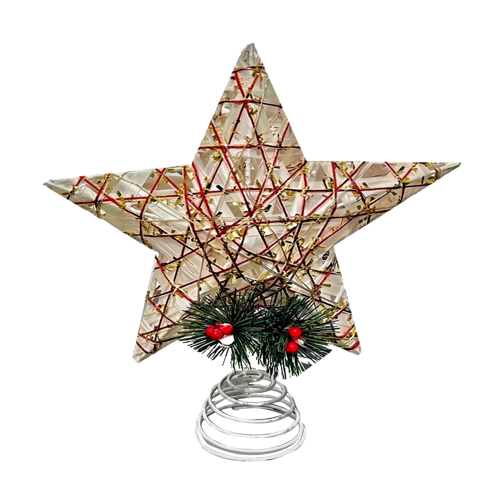 DefiDgd Christmas Star Light Tree Topper Decoration,Glittered Tree Top ...