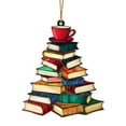 thumbnail image 1 of DefiDgd Christmas Tree Ornament Book Tree Shaped,Book Lovers Gifts Christmas Decoration 3D Books Design,Hanging Decor for Xmas Decoration Librarian Bookish Club(C), 1 of 8
