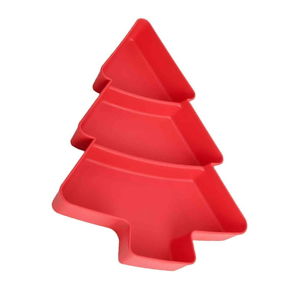 DefiDgd Christmas Tree Shaped Serving Platter,Divided Appetizer Tray for Fruit, Nuts,Snacks,Candy, Christmas Holiday Party Supplies(Red)