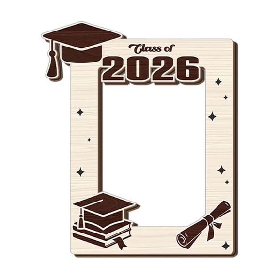 DefiDgd Class of 2026 Graduation Wooden Photo Frame,Graduation Cap and Stars Design Display Frame,Engraved Wooden Craft Keepsake for Graduation Party Gifts(B)