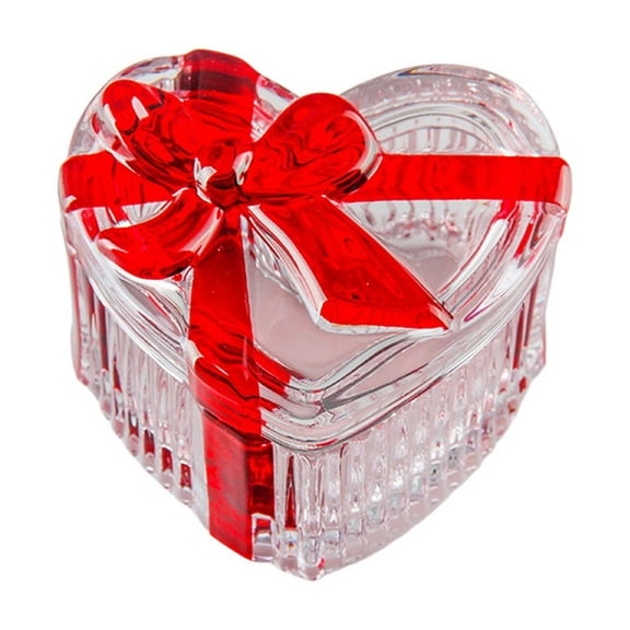 DefiDgd Crystal Glass Heart-Shaped Jewelry Box Gift Box,Candy Box with Lid,Women Earrings Necklace Chest Trinket Storage Box,Valentine's Day Gifts for Women and Couple(A)
