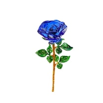 DefiDgd Crystal Glass Rose Flower with Crystal Stem Preserved Forever Rose,Floral Birthday Gifts for Anniversary Valentine's Day Wedding Table Centerpiece Decoration(Blue)