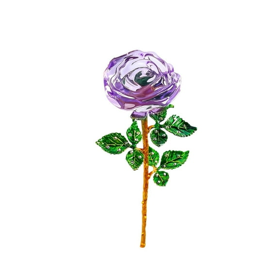 DefiDgd Crystal Glass Rose Flower with Crystal Stem Preserved Forever Rose,Floral Birthday Gifts for Anniversary Valentine's Day Wedding Table Centerpiece Decoration(Purple)