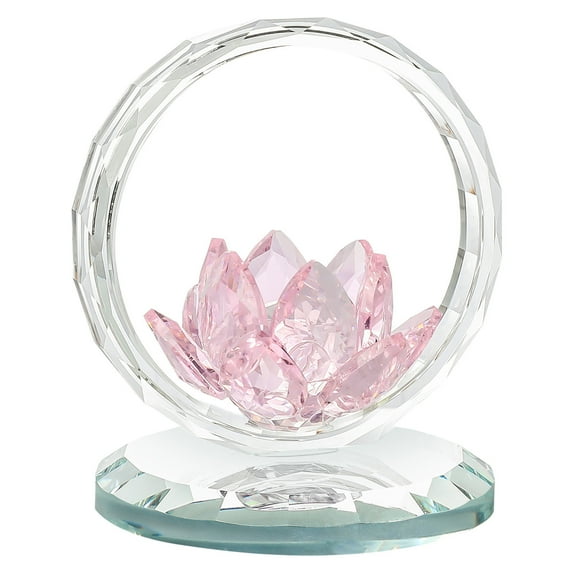 DefiDgd Crystal Lotus Flower Basket Figurine Glass Table Decor for Home Wedding Living Room Office Shelf Centerpiece Decoration(Pink)