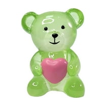 DefiDgd Crystal Resin Bear Figures,Mini Bears with Love Heart,Tiny Miniature Bear Figurines for Decorative,for Valentine's Day Birthday Party Office Home Desk Shelf Decoration(Green)
