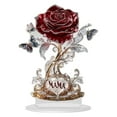thumbnail image 1 of DefiDgd Crystal Style Acrylic 2D Flat Floral Table Ornament,Rose Flower Flat Tabletop Centerpiece With Base for Valentine's Day Mother's Day Mantel Home Decor,Gift, 1 of 8