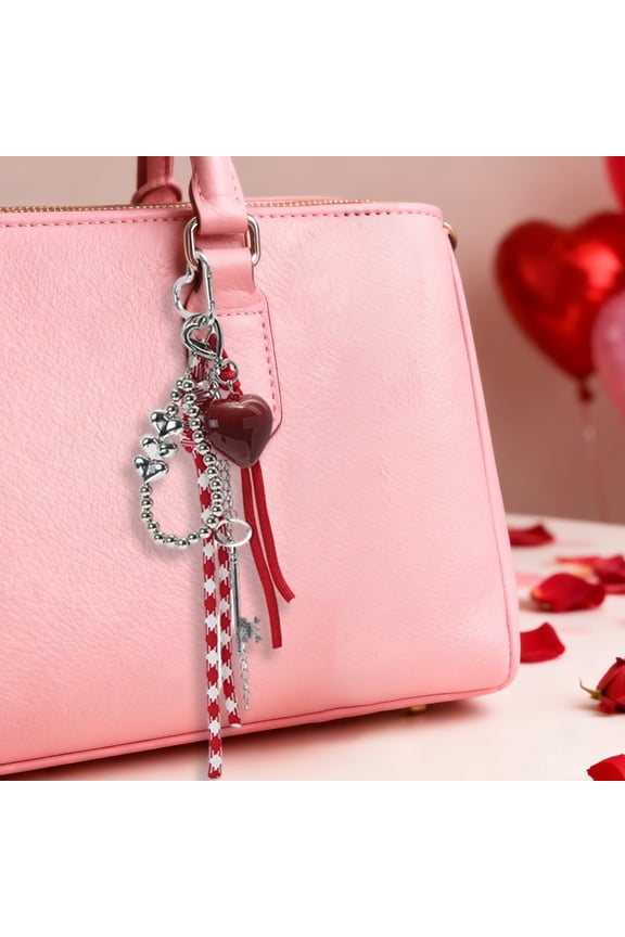 Cute Bow Keychain Heart Keychain for Car,Mini Bag Accessories Red Purse Bag Charms for Purse Handbags Shoulder Replacement Making Supplies Accessories,Gifts for Women(B)