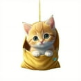 thumbnail image 1 of DefiDgd Cute Cat Car Hanging Ornament,Cat In Yellow Bag with Lanyard Car Rearview Mirror Pendant Decoration,Acrylic Cat Keychains Backpack Decoration, 1 of 6