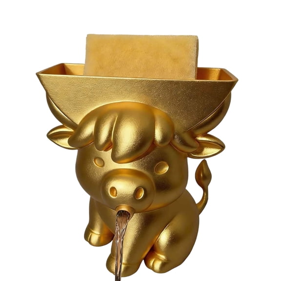 DefiDgd Cute Highland Cattle Shaped Sponge Holder,Self-draining Countertop Sponge Organizer Kitchen Storage Rack for Sink Sponge Scrubber Small Cleaning Gadgets,Home Kitchen Decoration(H)