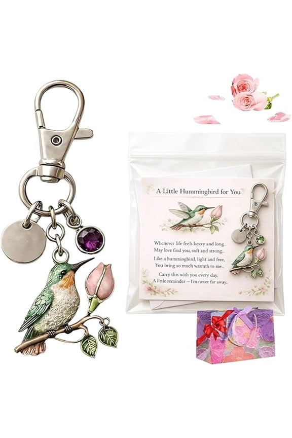 Cute Hummingbird Keychain,Metal Key Ring Animals Bird Gifts for Festival Birthday,Car Keys Wallet Backpack Accessories Decoration(B)