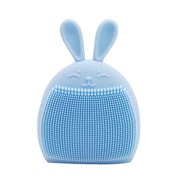 DefiDgd Cute Rabbit Shaped Silicone Face Cleansing Brush,Manual Soft Face Exfoliator Brush for Daily Skin Cleansing,Makeup Home Use(Blue)