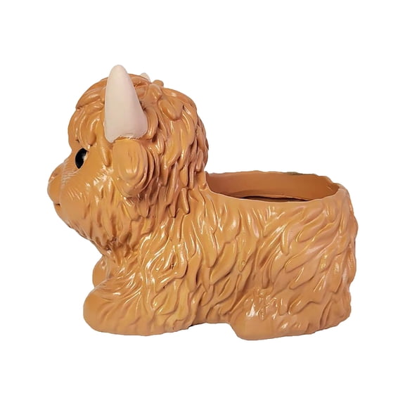 DefiDgd Cute Succulents Plants Pot,Mini Animal Pot in Resin,Highland Cattle Shaped Pot Statue for Desk Livingroom Gardem Home Office Decoration(B)