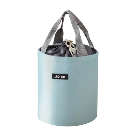 DefiDgd Cylinder Lunch Bag,Reusable Portable Insulated Bag with Shoulder Strap,Cooler Bag Bucket Leakproof Lunch Bags for Work Picnic Outdoor(Light Blue)