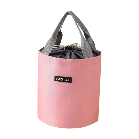 DefiDgd Cylinder Lunch Bag,Reusable Portable Insulated Bag with Shoulder Strap,Cooler Bag Bucket Leakproof Lunch Bags for Work Picnic Outdoor(Pink)