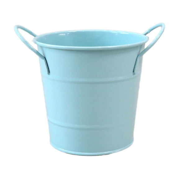 DefiDgd Double Handle Mini Metal Bucket,Multifunctional Storage Pot,Desktop Pen Holder Small Planter,Decorative Organizer for Desk Succulent Planting Craft Supplies(Blue)