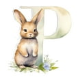thumbnail image 1 of DefiDgd Easter Bunny Flower 26 Letters Hanging Ornament,2D Flat Acrylic Personalized A-Z Alphabet Ornaments for Easter Spring Party Window Home Hanging Decoration(P), 1 of 5