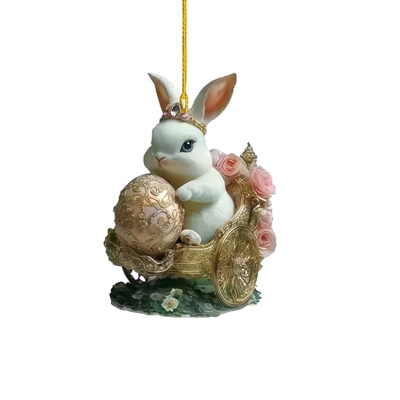 DefiDgd Easter Bunny Hanging Ornament,2D Flat Acrylic Colorful Rabbit Egg Pendant Spring Hanging Ornament for Party Home Window Door Hanging Decoration(H)