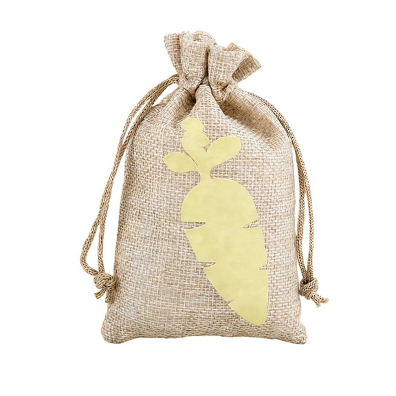 DefiDgd Easter Burlap Drawstring Bags,Carrot Pattern Burlap Bags,Linen Goody Gift Bags for Candy Wraping,Birthday Wedding Party Home Decoration Supplies(Yellow)