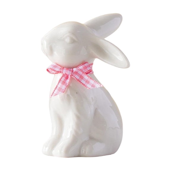 DefiDgd Easter Cute Ceramic Rabbit Figurines Ornament,Elegant Easter Bunny Decorations for Spring Easter Holiday Farmhouse Home Office Table Party Decoration,Gift for Friends(K)