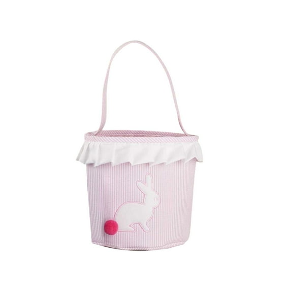 DefiDgd Easter Egg Basket with Handle,Portable Easter Bunny Pattern Cloth Basket for Easter Party Home Decorations Candy Gifts Toy Storage(T,Pink)