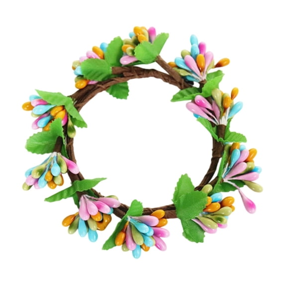 DefiDgd Easter Egg Candle Rings Small Wreaths Mini Faux Spring Easter Egg Berry Wreath for Front Door Hanging Kitchen Cabinet Wreath Porch Wall Window Farmhouse Table Deco(B)r