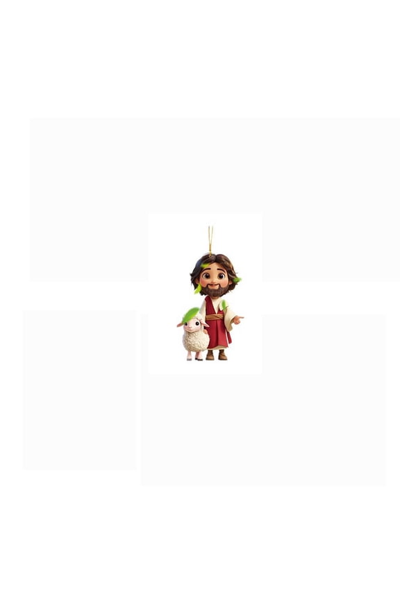 Easter Jesus Pendant Religious Keychain,Cute 2D Acrylic Cartoon Jesus Hanging Accessories for Rearview Mirror Home Handbag,Easter Birthday Gift(D)