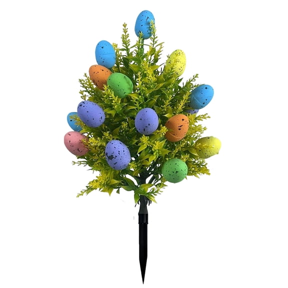 DefiDgd Easter Outdoor Tree with Stakes,Cokorful Egg Garden Plug-in Green Tree Floral Arrangement for Spring Outdoor Garden Yard Balcony Home Decor(A)