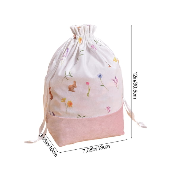 DefiDgd Easter Rabbit Flower Pattern Drawstring Candy Bag,Reusable Dustproof Cute Festival Storage Bag for Holiday Spring Party Birthday Supplies Home Decoration(Pink)