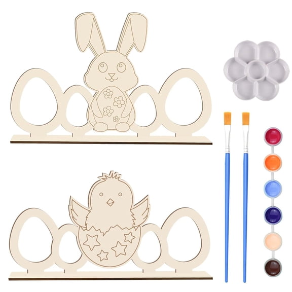 DefiDgd Easter Wooden Bunny Egg Shaped Picture Frame Ornament,4 Compartment Easter Picture Frame Table Standing Decor,Commemorating Beautiful Memories