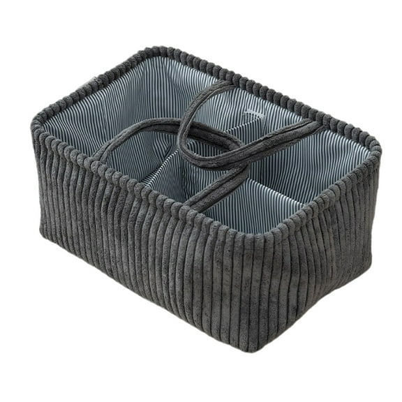 DefiDgd Fabric Storage Baskets,3 Compartment Multi-Functional Closet Storage Bins for Shelves, Canvas Baskets for Living Room Bedroom Kitchen Home Office Decoration(Gray)