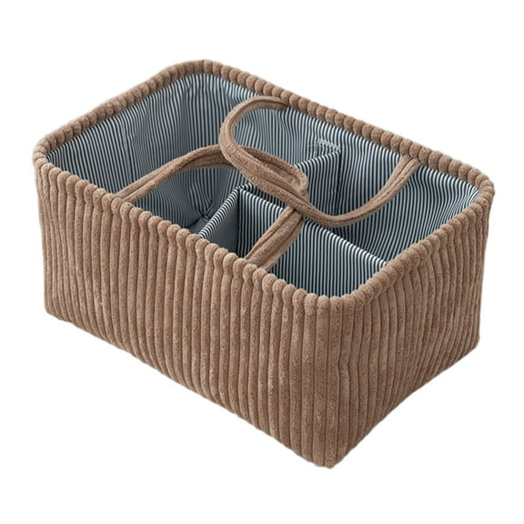 DefiDgd Fabric Storage Baskets,3 Compartment Multi-Functional Closet Storage Bins for Shelves, Canvas Baskets for Living Room Bedroom Kitchen Home Office Decoration(Brown)