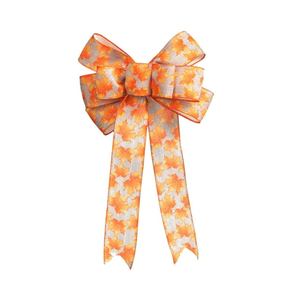 DefiDgd Fall Pumpkin Bows for Wreath and Tree,Thanksgiving Farmhouse Craft Bows for Front Door Fall Thanksgiving Day Party Decorations Supplies(B)