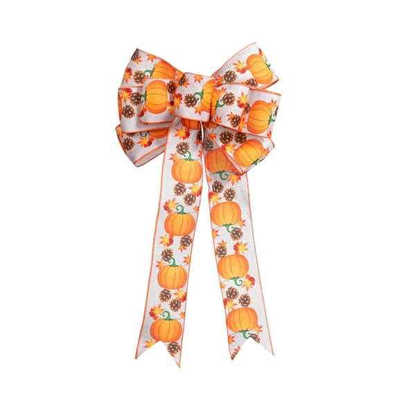 DefiDgd Fall Pumpkin Bows for Wreath and Tree,Thanksgiving Farmhouse Craft Bows for Front Door Fall Thanksgiving Day Party Decorations Supplies(E)