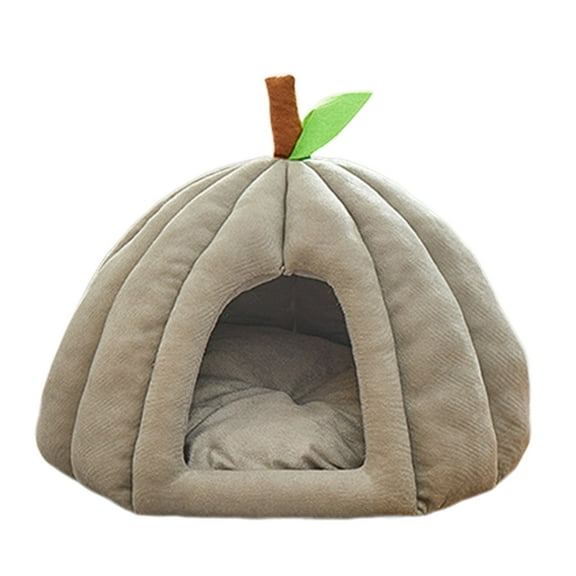 DefiDgd Fall Winter Christmas Pet Bed Cave for Indoor,Soft and Comfortable Cute cat Bed Pumpkin Shaped,Washable Bed for Indoor Cats with Removable Mattress(A)