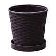 thumbnail image 1 of DefiDgd Faux Bamboos Woven Style Plant Planter,Round Plastic Plant Pots with Base for Succulents Herbs Modern Farmhouse Decor,Gift for Plant Lovers(Brown), 1 of 6