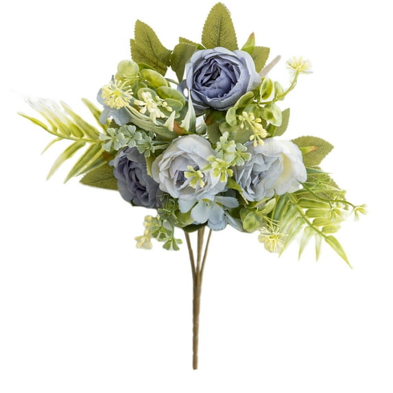 DefiDgd Faux Flower Bunches Peony Flowers Bouquet for Vase Filler,Silk Floral Arrangements for Table Centerpiece Wedding Decoration Indoor Home Decor(Blue)