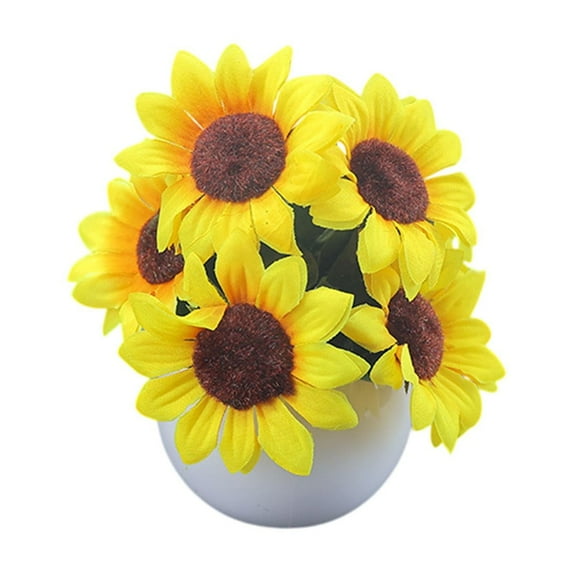 DefiDgd Faux Flowers in Vase Small Potted Plant,Table Centerpieces Decorations,Faux Flower Arrangement for Home Desk Shelf Dining Room Kitchen Wedding Decor(Yellow)