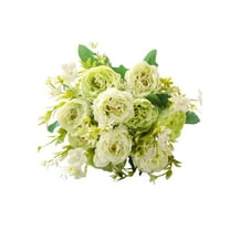 DefiDgd Faux Peonies Flowers Bouquet Home Decoration,Vintage Silk Peonies Silk Flowers for Vase Filler Wedding Decoration Bride Bouquet Indoor Home Decor Floral Arrangement(Green)