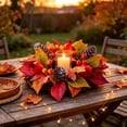 thumbnail image 1 of DefiDgd Faux Pumpkin Maple Leaf Candle Ring Wreath,Fall Decorative Floral Candle Holder Ring for Thanksgiving Halloween Dining Table Centerpiece Mantel Farmhouse Home Party Decor(C), 1 of 8