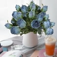 thumbnail image 1 of DefiDgd Faux Roses with Long Stems,6 in 1 Fake Silk Flower Bouquet for Vase Filler,Table Centerpieces Bridal Wedding Party Home Decoration(Blue), 1 of 6